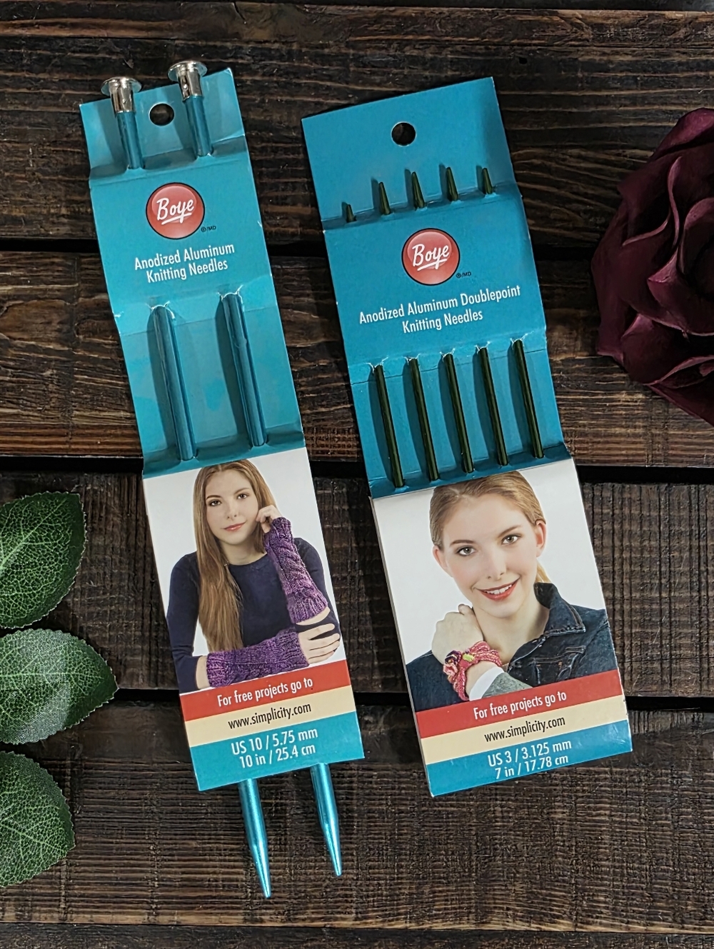 Knitting Needles Boye Anodized Aluminum US 10 and US 3